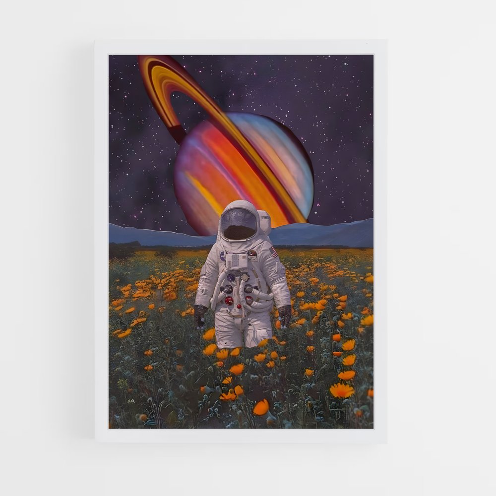 Poster Astronaute en Fleurs – affiche Espace rétro (vue 3)